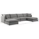  Manufacturer Color_Grey -- Mackenzie 160" Grey Linen Textured Fabric Upholstered 6 pc Modular Sectional IMAGE 9