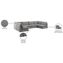  Manufacturer Color_Grey -- Mackenzie 160" Grey Linen Textured Fabric Upholstered 6 pc Modular Sectional IMAGE 10