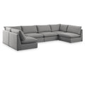  Manufacturer Color_Grey -- Mackenzie 160" Grey Linen Textured Fabric Upholstered 6 pc Modular Sectional IMAGE 1