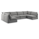  Manufacturer Color_Grey -- Mackenzie 160" Grey Linen Textured Fabric Upholstered 6 pc Modular Sectional IMAGE 1
