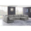  Manufacturer Color_Grey -- Mackenzie 160" Grey Linen Textured Fabric Upholstered 6 pc Modular Sectional IMAGE 2