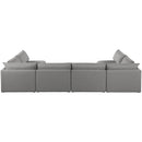  Manufacturer Color_Grey -- Mackenzie 160" Grey Linen Textured Fabric Upholstered 6 pc Modular Sectional IMAGE 3