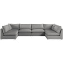  Manufacturer Color_Grey -- Mackenzie 160" Grey Linen Textured Fabric Upholstered 6 pc Modular Sectional IMAGE 5