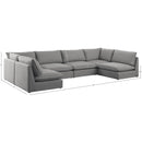  Manufacturer Color_Grey -- Mackenzie 160" Grey Linen Textured Fabric Upholstered 6 pc Modular Sectional IMAGE 9
