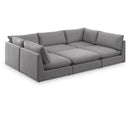  Manufacturer Color_Grey -- Mackenzie 120" Grey Linen Textured Fabric Upholstered 6 pc Modular Sectional IMAGE 1