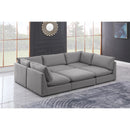  Manufacturer Color_Grey -- Mackenzie 120" Grey Linen Textured Fabric Upholstered 6 pc Modular Sectional IMAGE 2