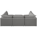  Manufacturer Color_Grey -- Mackenzie 120" Grey Linen Textured Fabric Upholstered 6 pc Modular Sectional IMAGE 3