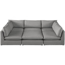  Manufacturer Color_Grey -- Mackenzie 120" Grey Linen Textured Fabric Upholstered 6 pc Modular Sectional IMAGE 4