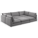  Manufacturer Color_Grey -- Mackenzie 120" Grey Linen Textured Fabric Upholstered 6 pc Modular Sectional IMAGE 9