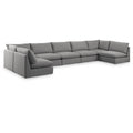  Manufacturer Color_Grey -- Mackenzie 200" Grey Linen Textured Fabric Upholstered 7 pc Modular Sectional IMAGE 1