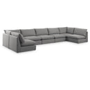  Manufacturer Color_Grey -- Mackenzie 200" Grey Linen Textured Fabric Upholstered 7 pc Modular Sectional IMAGE 1