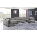  Manufacturer Color_Grey -- Mackenzie 200" Grey Linen Textured Fabric Upholstered 7 pc Modular Sectional IMAGE 2