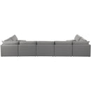  Manufacturer Color_Grey -- Mackenzie 200" Grey Linen Textured Fabric Upholstered 7 pc Modular Sectional IMAGE 3