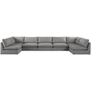  Manufacturer Color_Grey -- Mackenzie 200" Grey Linen Textured Fabric Upholstered 7 pc Modular Sectional IMAGE 4