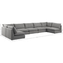  Manufacturer Color_Grey -- Mackenzie 200" Grey Linen Textured Fabric Upholstered 7 pc Modular Sectional IMAGE 9