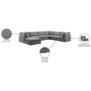  Manufacturer Color_Grey -- Mackenzie 160" Grey Linen Textured Fabric Upholstered 7 pc Modular Sectional IMAGE 10