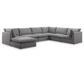  Manufacturer Color_Grey -- Mackenzie 160" Grey Linen Textured Fabric Upholstered 7 pc Modular Sectional IMAGE 1