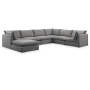  Manufacturer Color_Grey -- Mackenzie 160" Grey Linen Textured Fabric Upholstered 7 pc Modular Sectional IMAGE 1