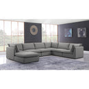  Manufacturer Color_Grey -- Mackenzie 160" Grey Linen Textured Fabric Upholstered 7 pc Modular Sectional IMAGE 2