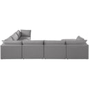  Manufacturer Color_Grey -- Mackenzie 160" Grey Linen Textured Fabric Upholstered 7 pc Modular Sectional IMAGE 3