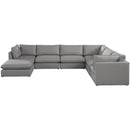  Manufacturer Color_Grey -- Mackenzie 160" Grey Linen Textured Fabric Upholstered 7 pc Modular Sectional IMAGE 4
