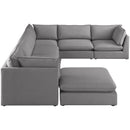  Manufacturer Color_Grey -- Mackenzie 160" Grey Linen Textured Fabric Upholstered 7 pc Modular Sectional IMAGE 5