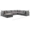  Manufacturer Color_Grey -- Mackenzie 160" Grey Linen Textured Fabric Upholstered 7 pc Modular Sectional IMAGE 9