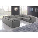  Manufacturer Color_Grey -- Mackenzie 160" Grey Linen Textured Fabric Upholstered 8 pc Modular Sectional IMAGE 2