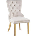  Color_Cream/ Gold -- Carmen Cream Velvet Upholstered Dining Chair IMAGE 1
