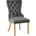  Color_Gold/ Grey -- Carmen Grey Velvet Upholstered Dining Chair IMAGE 1