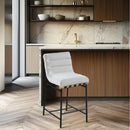  Color_Black/ Cream -- Burke Cream Boucle Fabric Upholstered Counter Stool IMAGE 2