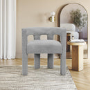  Color_Grey -- Athena Grey Boucle Fabric Upholstered Accent / Dining Chair IMAGE 2