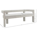 Meridian Athena Cream Boucle Fabric Bench IMAGE 6