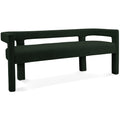  Color_Green -- Athena Green Boucle Fabric Upholstered Bench IMAGE 1