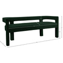  Color_Green -- Athena Green Boucle Fabric Upholstered Bench IMAGE 6
