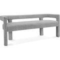  Color_Grey -- Athena Grey Boucle Fabric Upholstered Bench IMAGE 1