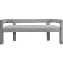  Color_Grey -- Athena Grey Boucle Fabric Upholstered Bench IMAGE 5