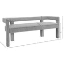  Color_Grey -- Athena Grey Boucle Fabric Upholstered Bench IMAGE 6
