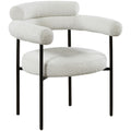  Color_Black/ Cream -- Blake Cream Boucle Fabric Upholstered Dining Chair IMAGE 1