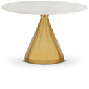  Color_White/Gold -- Meridian Round Emery Dining Table with Marble Top and Pedestal Base IMAGE 1