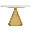  Color_White/Gold -- Meridian Round Emery Dining Table with Marble Top and Pedestal Base IMAGE 3