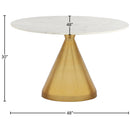 Color_White/Gold -- Meridian Round Emery Dining Table with Marble Top and Pedestal Base IMAGE 6
