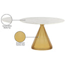  Color_White/Gold -- Meridian Round Emery Dining Table with Marble Top and Pedestal Base IMAGE 7