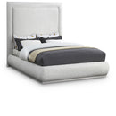  Color_Cream  Size_Queen  -- Brooke Cream Linen Textured Fabric Upholstered Queen Bed IMAGE 1