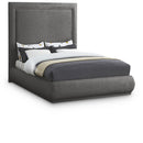  Color_Grey  Size_King  -- Brooke Grey Linen Textured Fabric Upholstered King Bed IMAGE 1