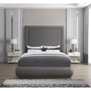  Color_Grey  Size_King  -- Brooke Grey Linen Textured Fabric Upholstered King Bed IMAGE 4