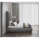  Color_Grey  Size_King  -- Brooke Grey Linen Textured Fabric Upholstered King Bed IMAGE 5
