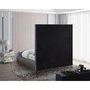  Color_Grey  Size_King  -- Brooke Grey Linen Textured Fabric Upholstered King Bed IMAGE 6