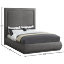 Meridian Brooke Grey Linen Textured Fabric King Bed IMAGE 8
