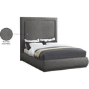  Color_Grey  Size_King  -- Brooke Grey Linen Textured Fabric Upholstered King Bed IMAGE 9